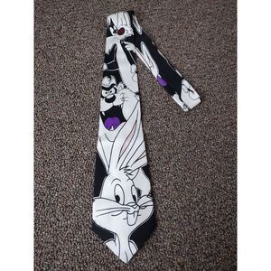 VTG 1992 Looney Tunes By Balancine TAZ Hand Made Silk Tie Bugs & Tazmanian Retro